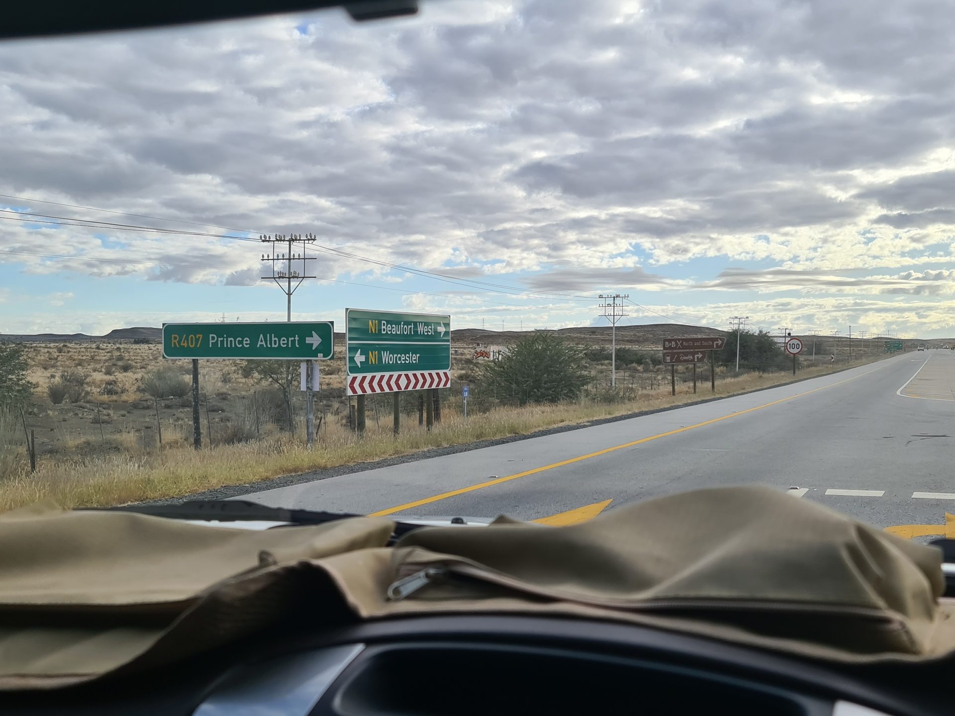 The early road out, with Prince Albert on the signboard