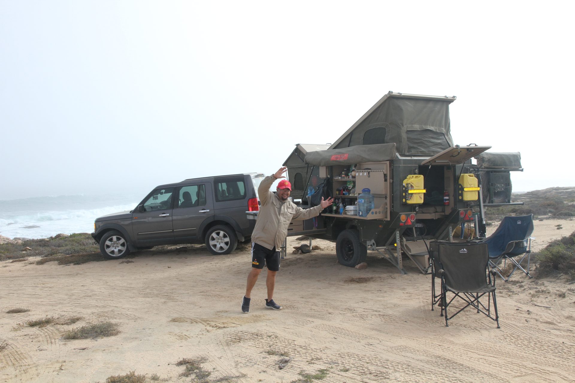 A relaxed morning at camp beside the coast