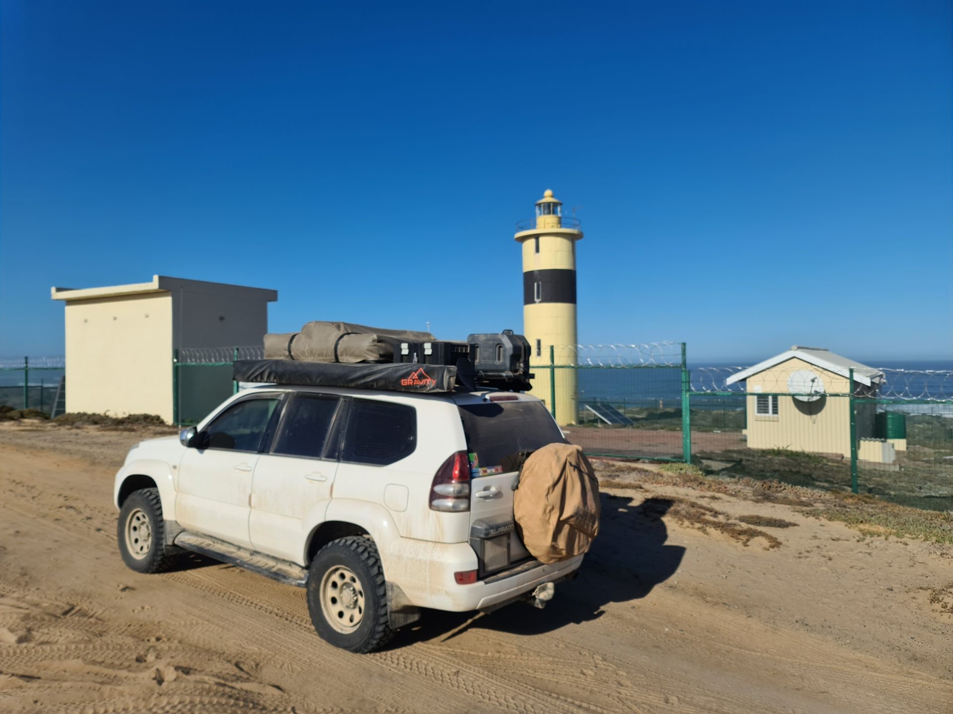 Sarabi parked below the Groenriviermond lighthouse