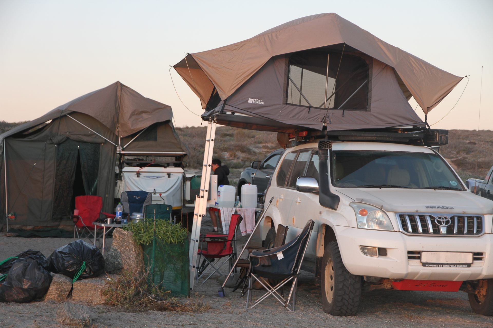 Camp settled in for the evening at Groenriviermond