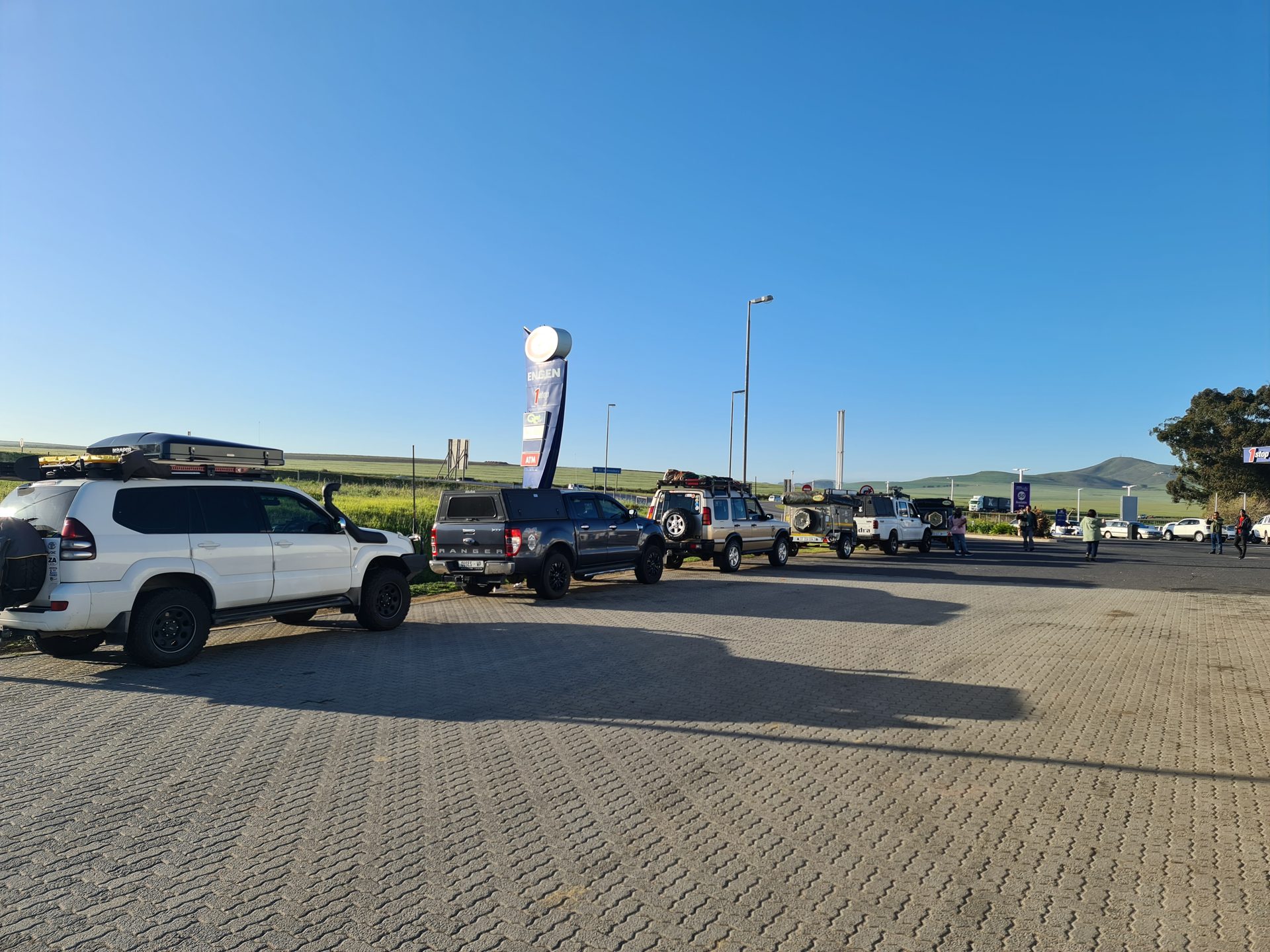 The group gathering at the Engen on the N7 before departure
