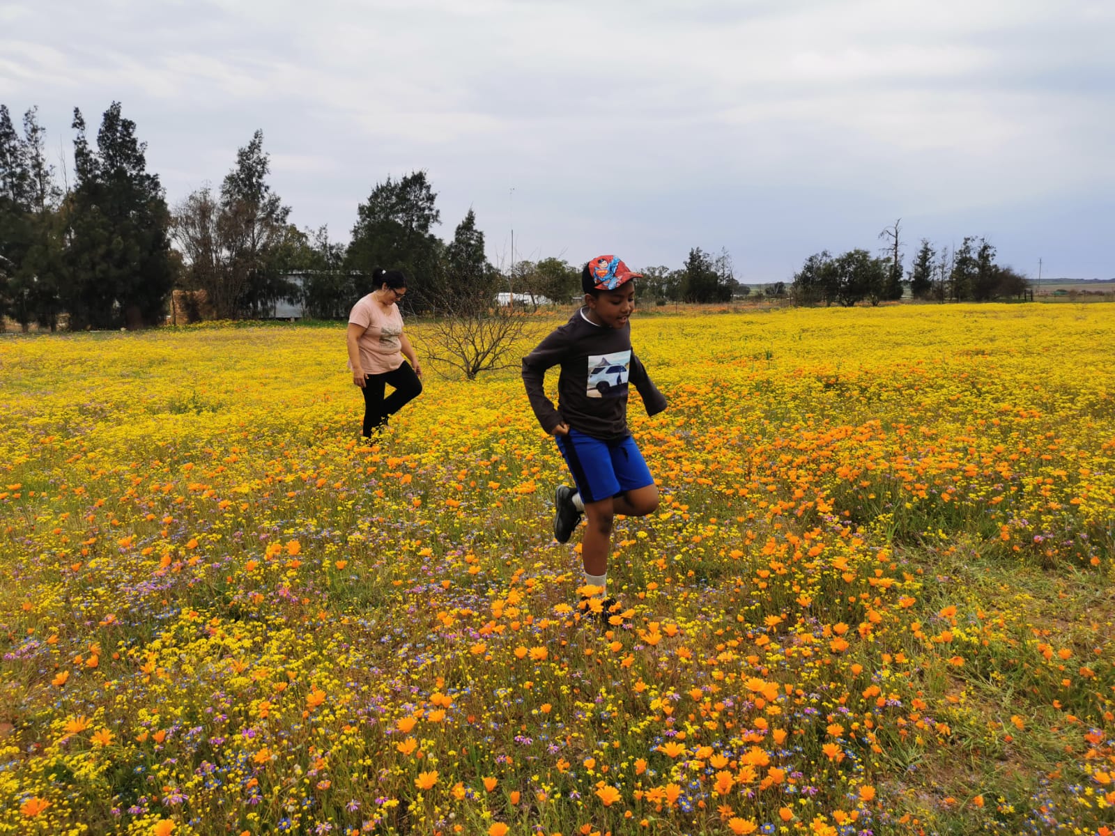 Running through the flowers