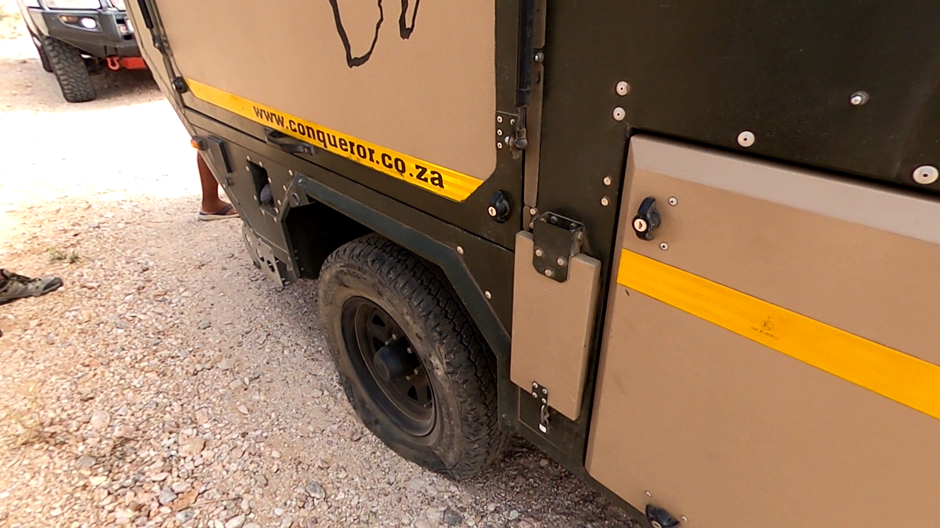 The Conqueror’s punctured tyre on the first pass out of Pella