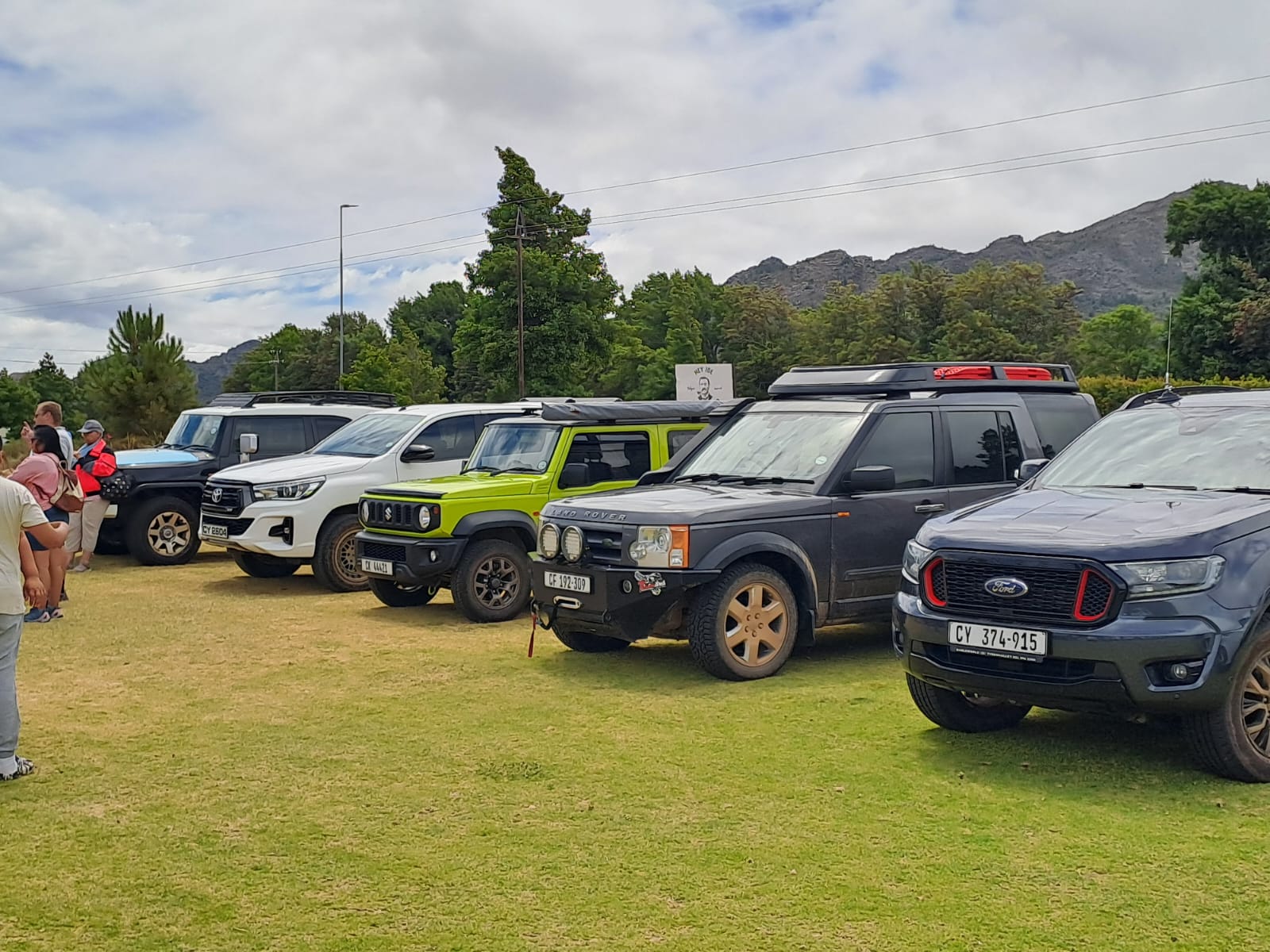 The full lineup parked up — quite the collection of vehicles