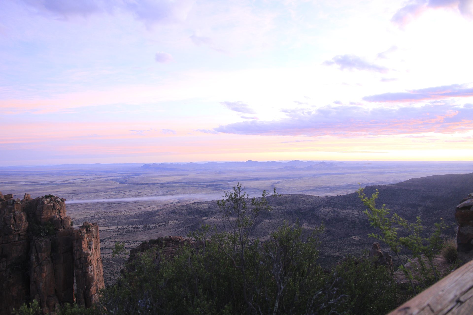 Evening colour over the Karoo beyond the viewpoint