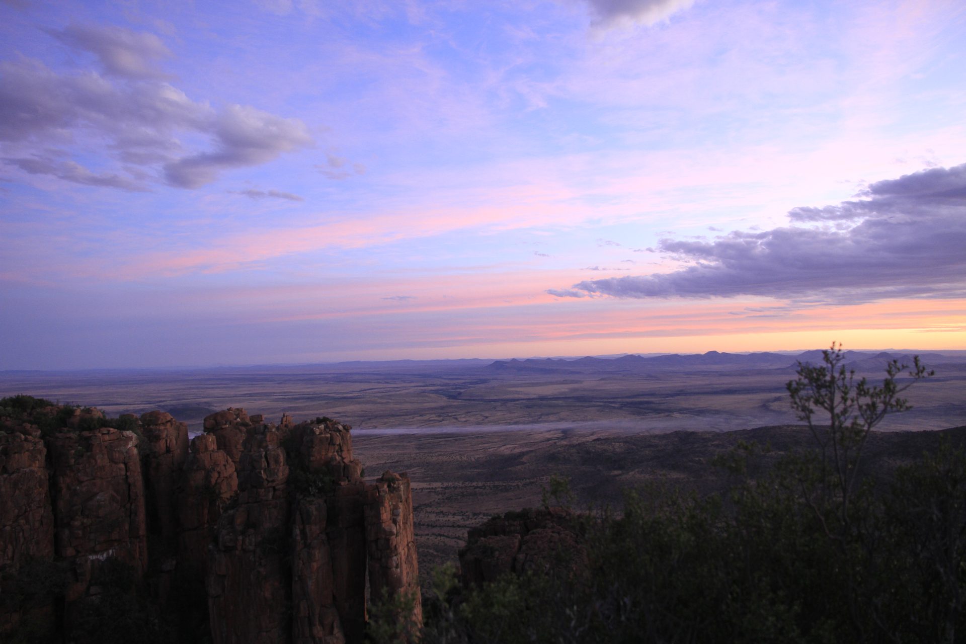 Dolerite columns catching the final warm light